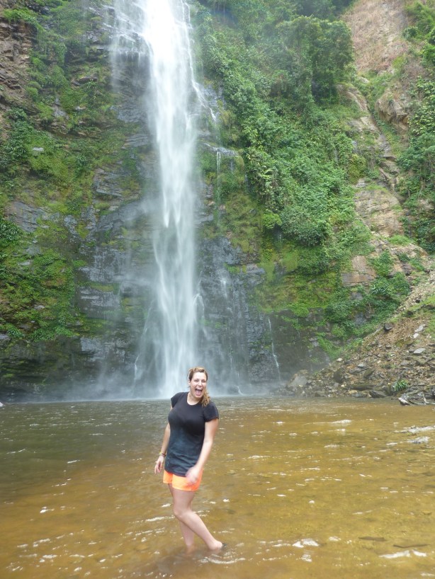 Megan poses in front of the Wli Waterfall (Wli, Ghana)